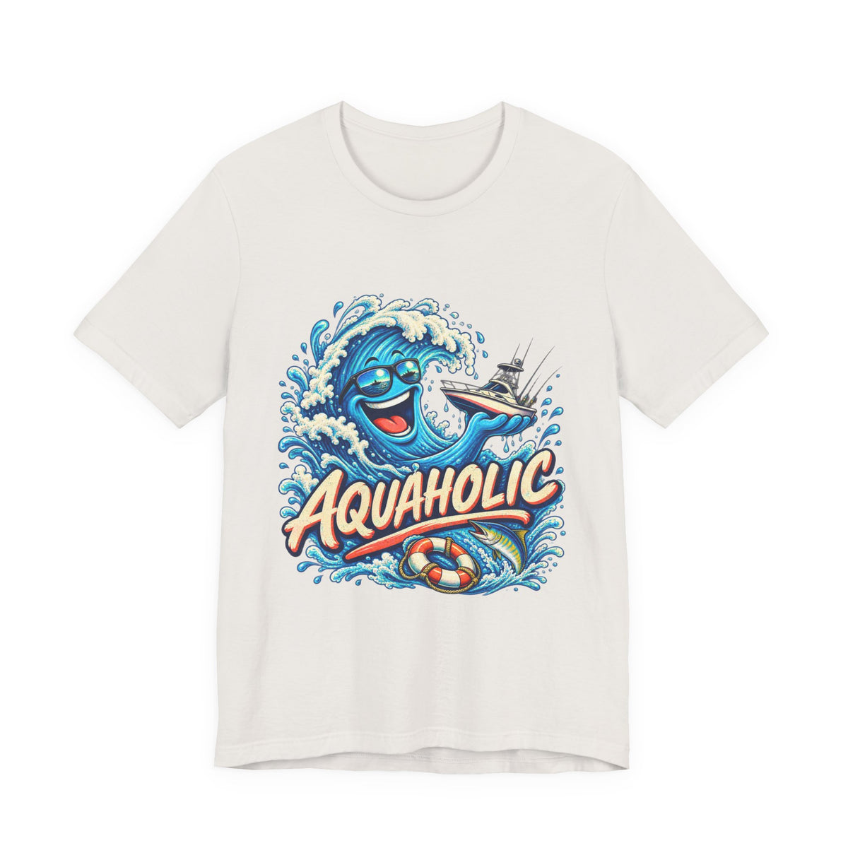 Aquaholic T-Shirt, Vintage Ocean Wave Humor Tee for Boating and Fishing Fans