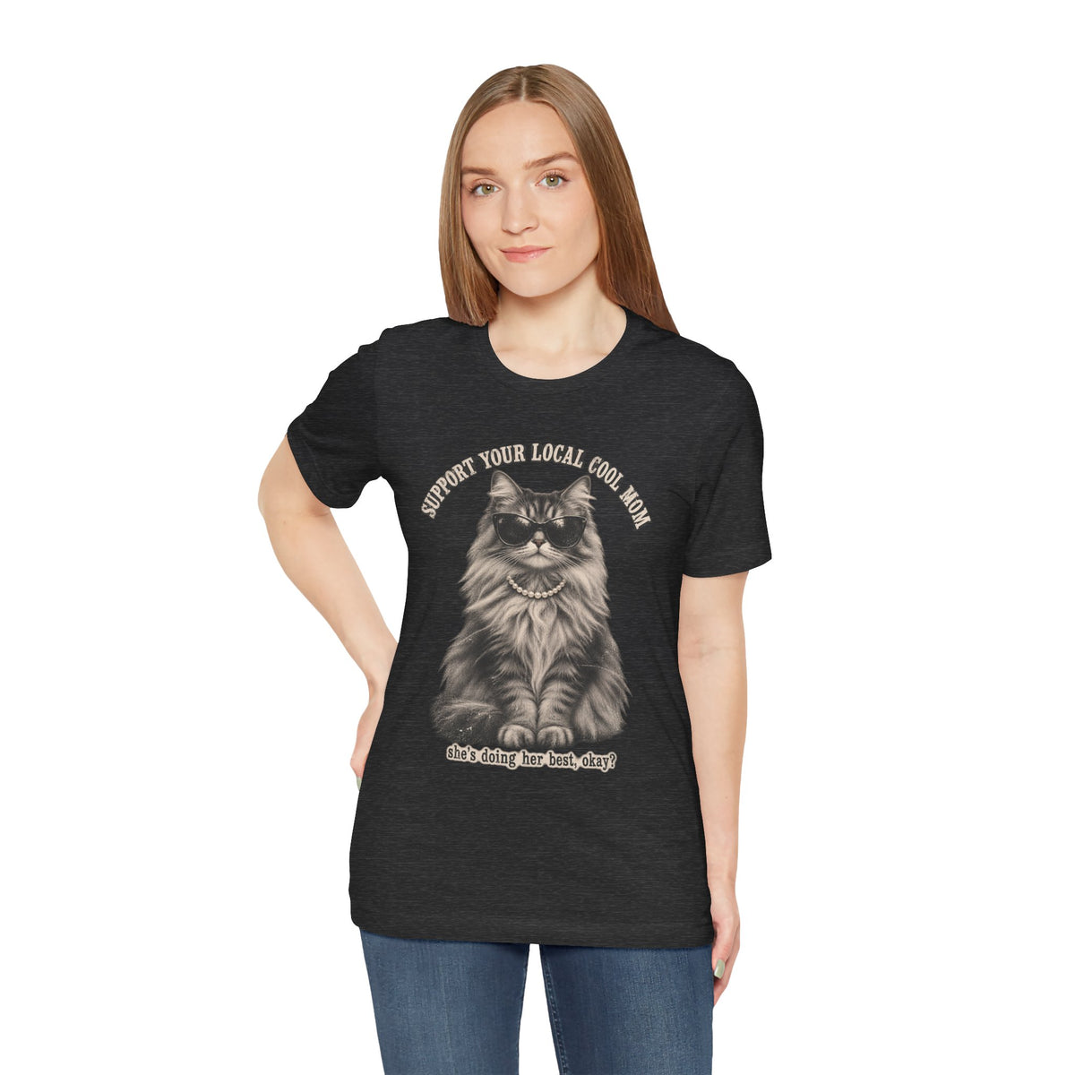 Cat T-Shirt — "Support Your Woman, Your Mom, Your Doge" Cute Vintage Cat Graphic Tee