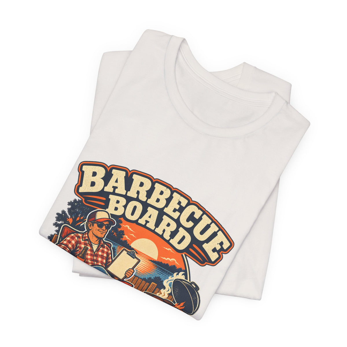 Barbecue Board Meeting at Sunset T-Shirt — Vintage Grilling & Backyard BBQ Humor