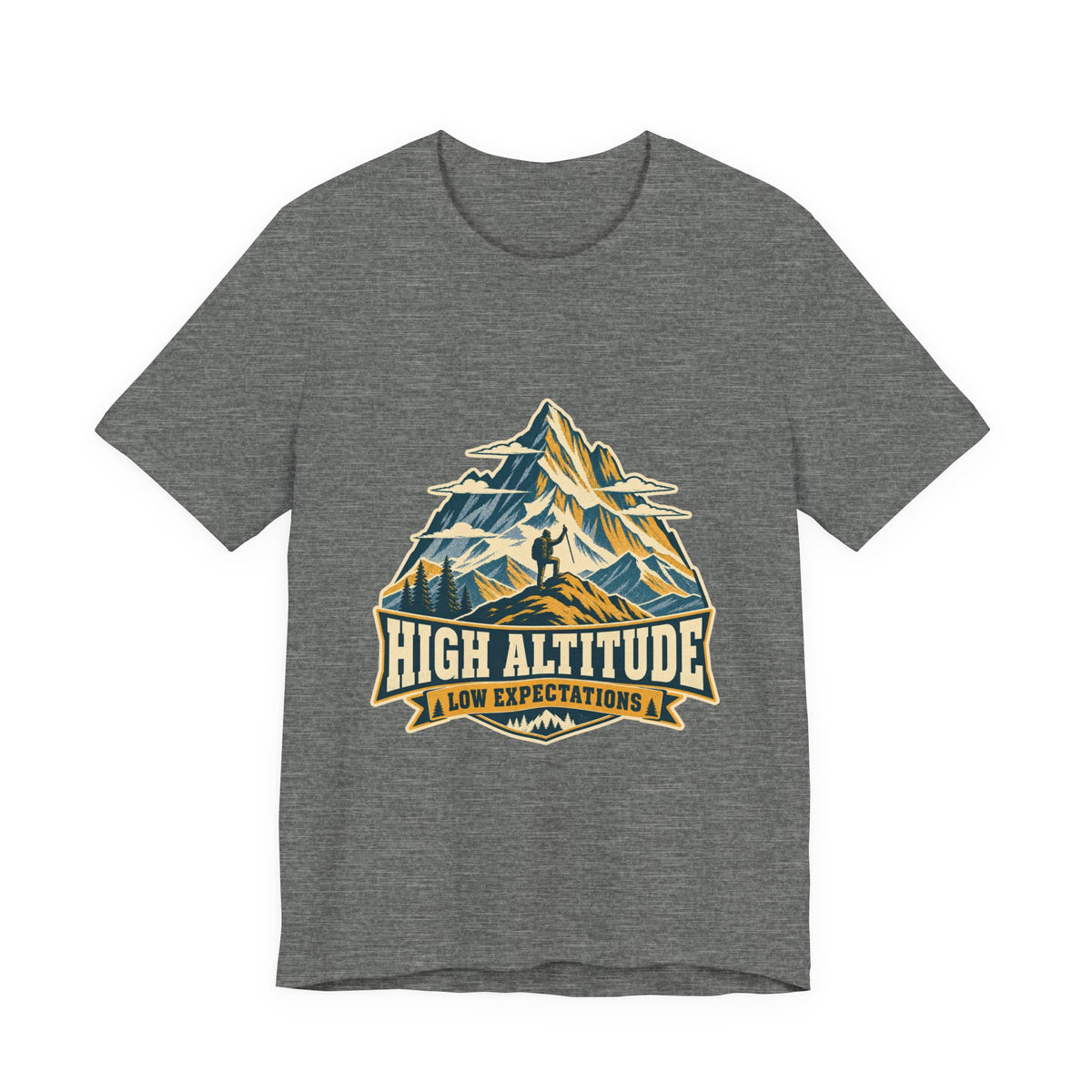 High Altitude Low Expectations T-Shirt — Vintage Mountain Hiking Tee