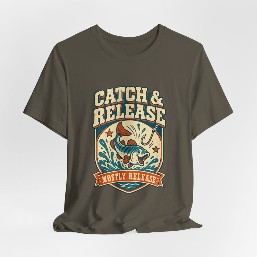 Catch & Release T-Shirt — Mostly Release Vintage Fishing Tee
