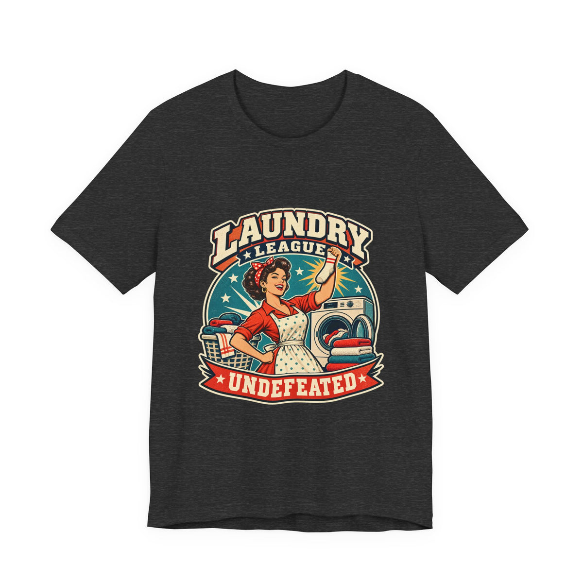 Laundry League Undefeated T-Shirt, Vintage Retro Laundry Room Humor Tee