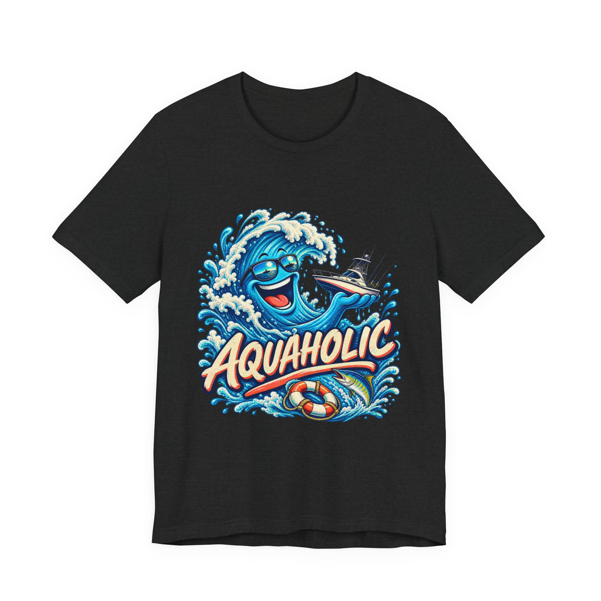 Aquaholic T-Shirt, Vintage Ocean Wave Humor Tee for Boating and Fishing Fans