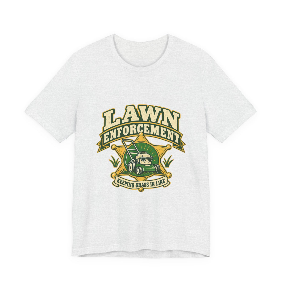 Lawn Enforcement Mower T-Shirt — Keeping Grass in Line Vintage Lawn Care Tee