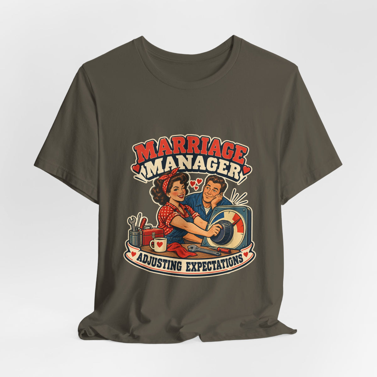 Marriage Manager Vintage Couple T-Shirt — Adjusting Expectations Retro Relationship Humor