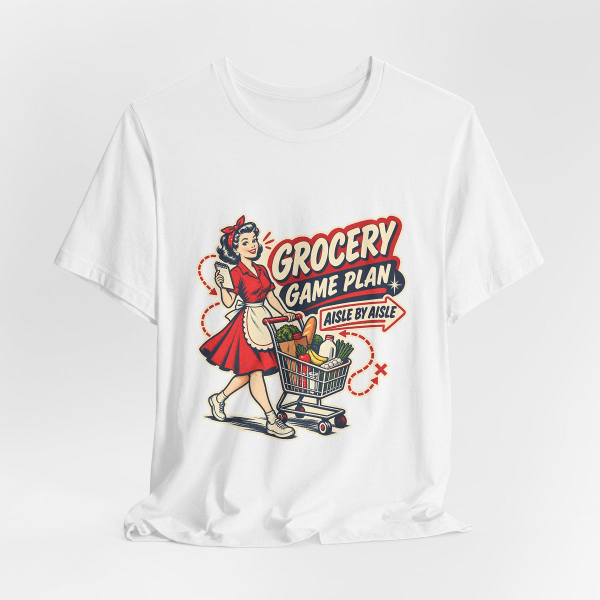 Grocery Game Plan Vintage T-Shirt — Aisle by Aisle Retro Shopping Humor Tee
