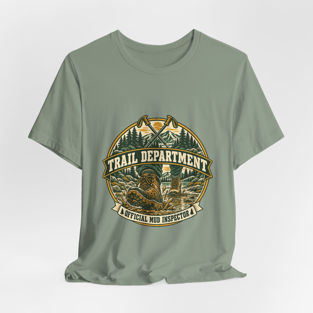 Trail Department Official Mud Inspector T-Shirt, Vintage Hiking Badge Tee