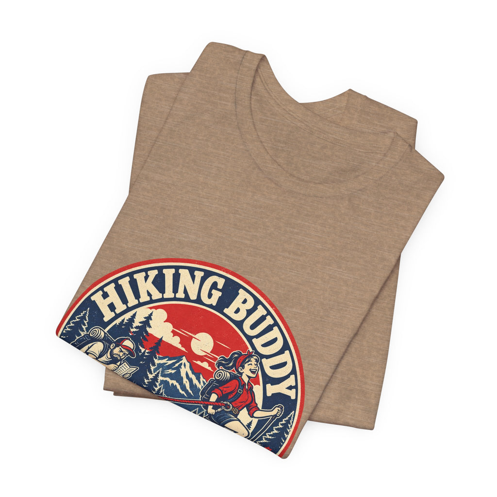 Hiking Buddy T-Shirt — Vintage Mountain Trekking Tee with Terms & Conditions Apply