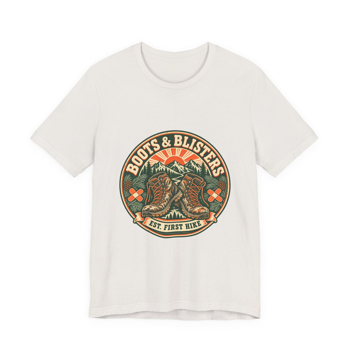 Boots & Blisters T-Shirt — Vintage Hiking Boots Mountain Trail Tee