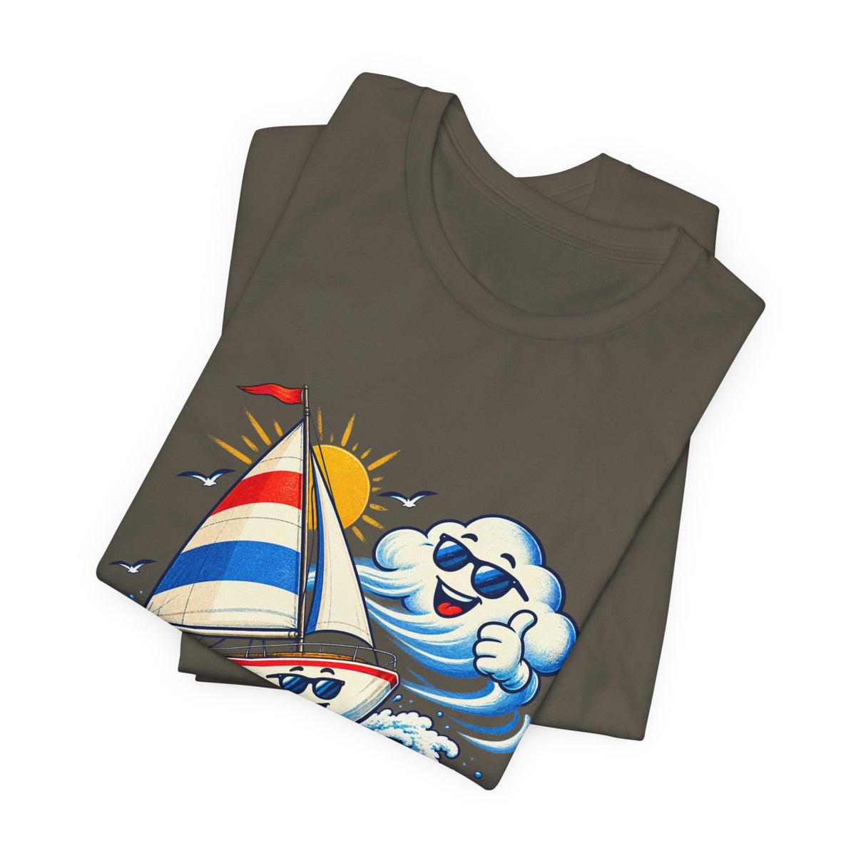 Sail Yeah! Vintage Sailboat T-Shirt with Cool Wave Cartoon