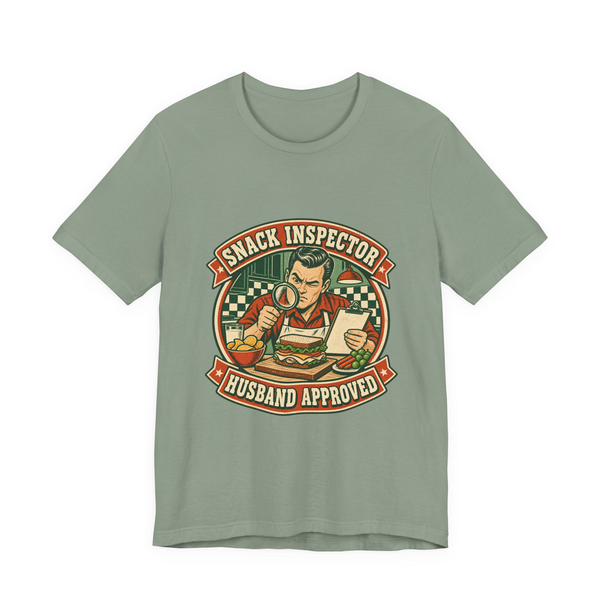 Snack Inspector Husband Approved T-Shirt – Vintage Food Detective Humor Tee