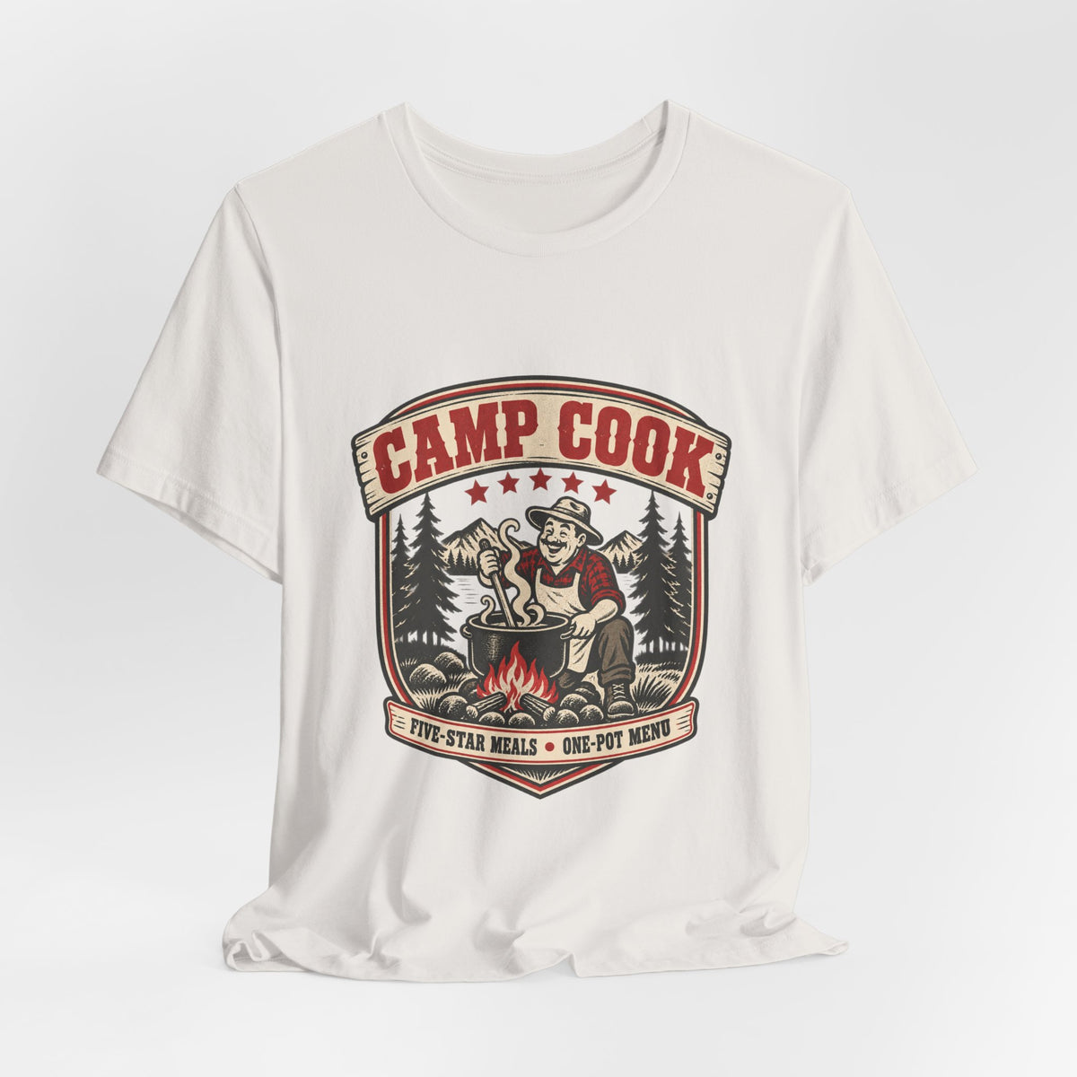 Camp Cook T-Shirt — Five-Star Meals One-Pot Menu Vintage Camping Tee
