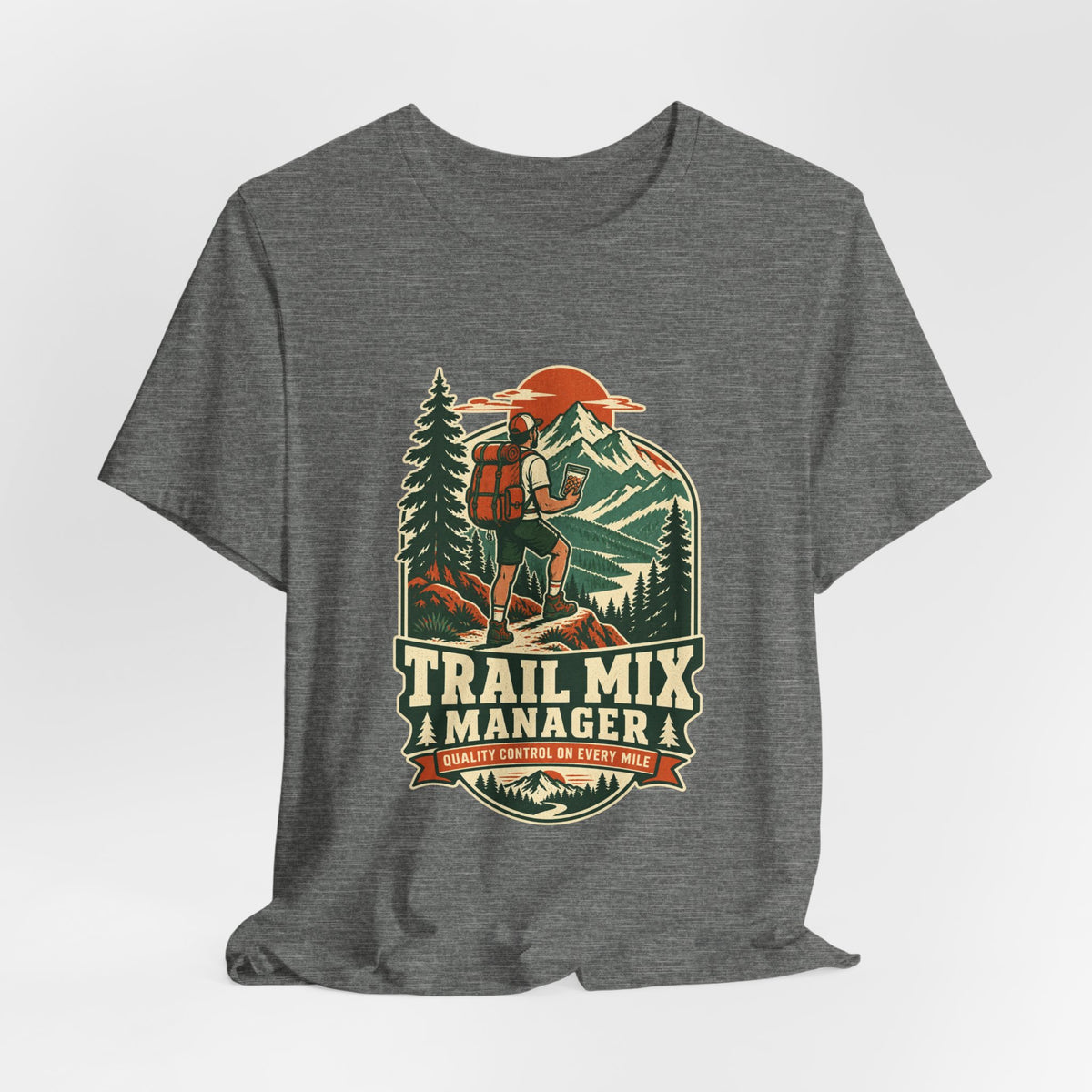 Trail Mix Manager T-Shirt — Quality Control on Every Mile Vintage Hiking Tee