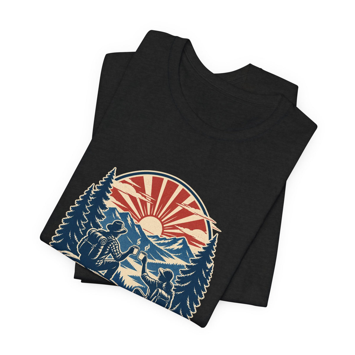 Sunrise Crew Hiking Tee — Running on Coffee & Views Vintage Mountain Shirt