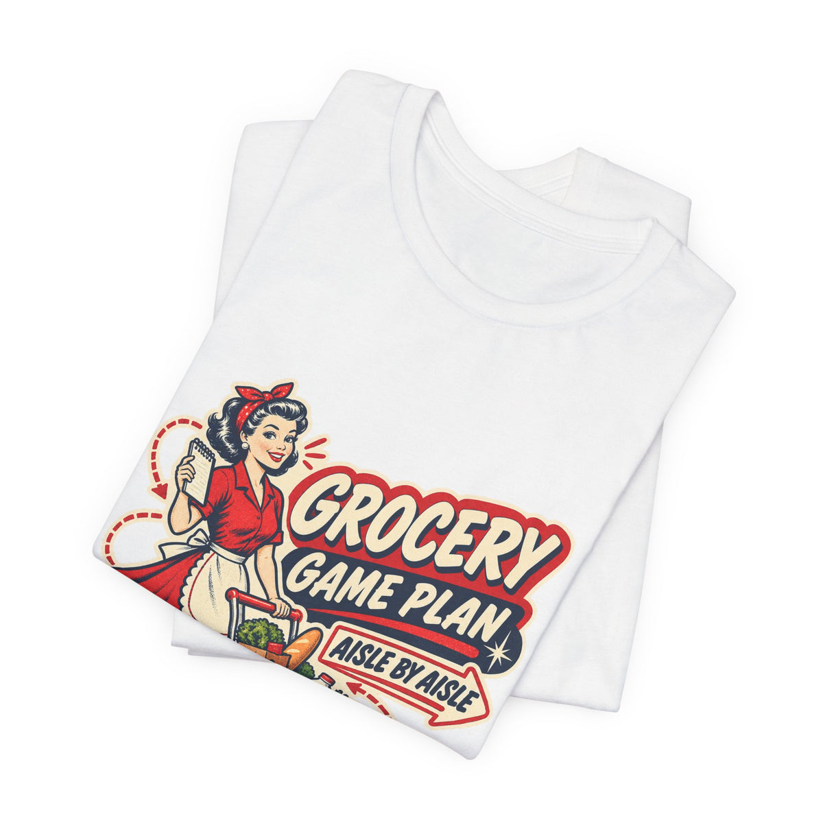 Grocery Game Plan Vintage T-Shirt — Aisle by Aisle Retro Shopping Humor Tee