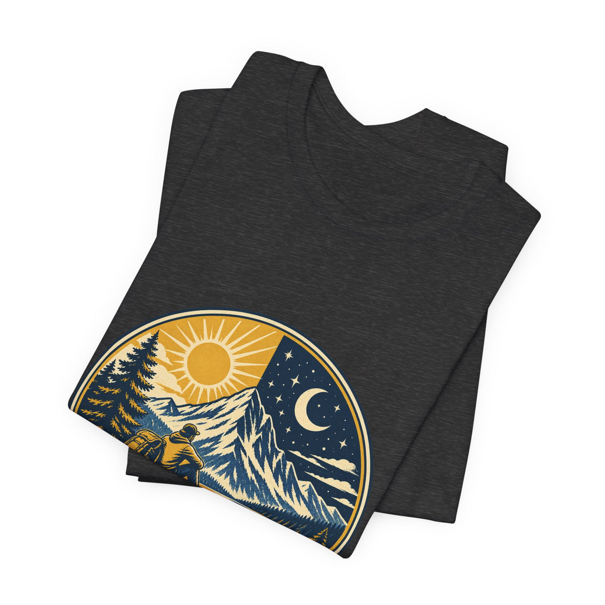 Mountain Time T-Shirt, No Clock Required Vintage Hiking Mountain Lake Tee