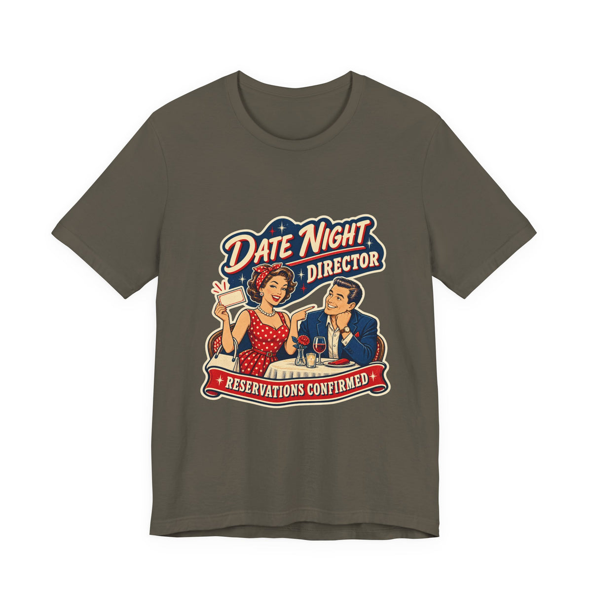 Date Night Director T-Shirt — Reservations Confirmed Retro Couple Dinner Date Tee