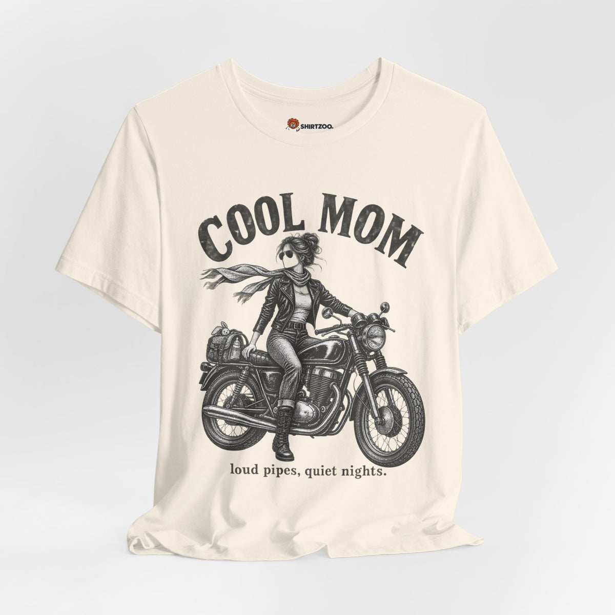 Cool Mom Motorcycle T-Shirt — 'loud pipes, quiet nights.' Biker Mom Tee