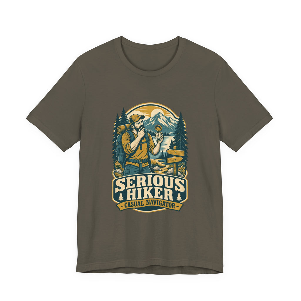 Serious Hiker T-Shirt — Casual Navigator Vintage Hiking Compass Mountain Tee