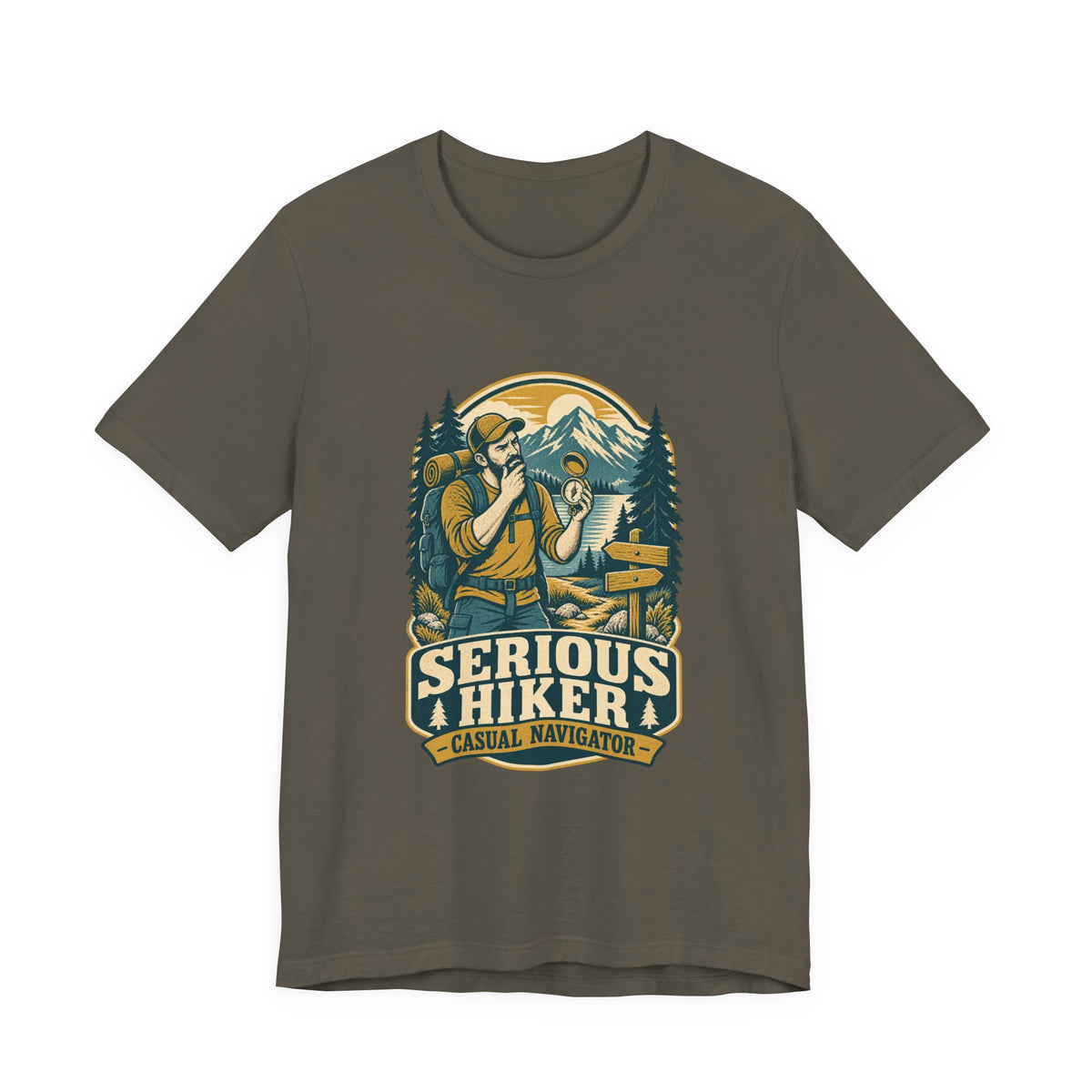 Serious Hiker T-Shirt — Casual Navigator Vintage Hiking Compass Mountain Tee