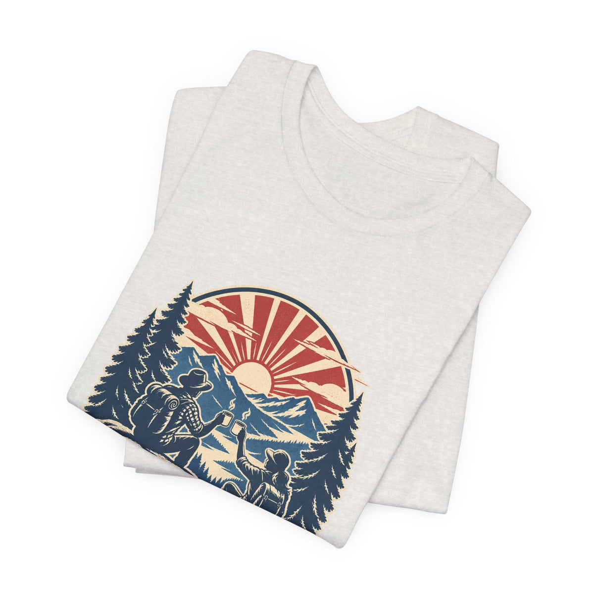 Sunrise Crew Hiking Tee — Running on Coffee & Views Vintage Mountain Shirt