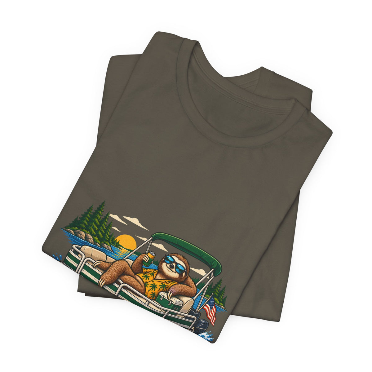 Lake It Easy Sloth Pontoon Boat T-Shirt — Vintage Summer Lake Life Humor Tee