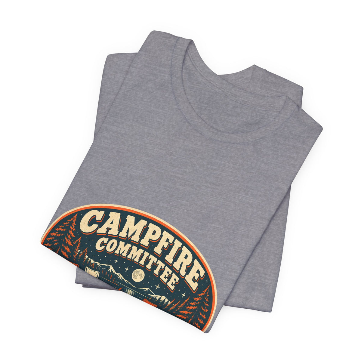 Campfire Committee T-Shirt — Meeting After Sunset Vintage Camping Badge Tee