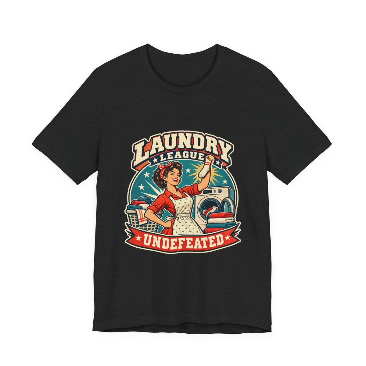 Laundry League Undefeated T-Shirt, Vintage Retro Laundry Room Humor Tee