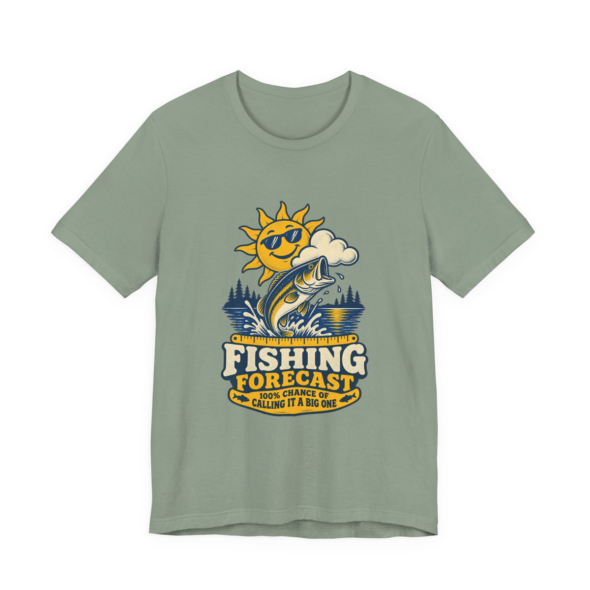 Fishing Forecast T-Shirt — 100% Chance of Calling It a Big One Vintage Fishing Tee
