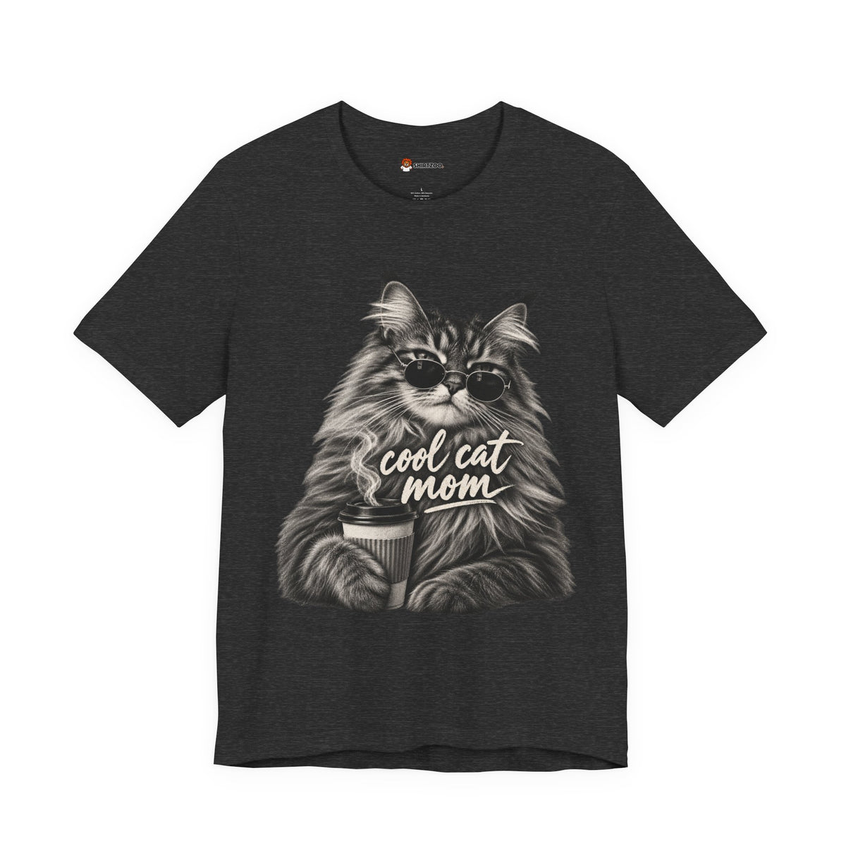 Cool Cat Mom T-Shirt — Cute Coffee Cat Graphic Tee for Cat Moms