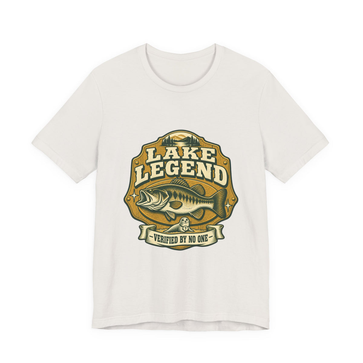 Lake Legend Fishing T-Shirt — Vintage Bass and “Verified by No One” Lake Life Tee