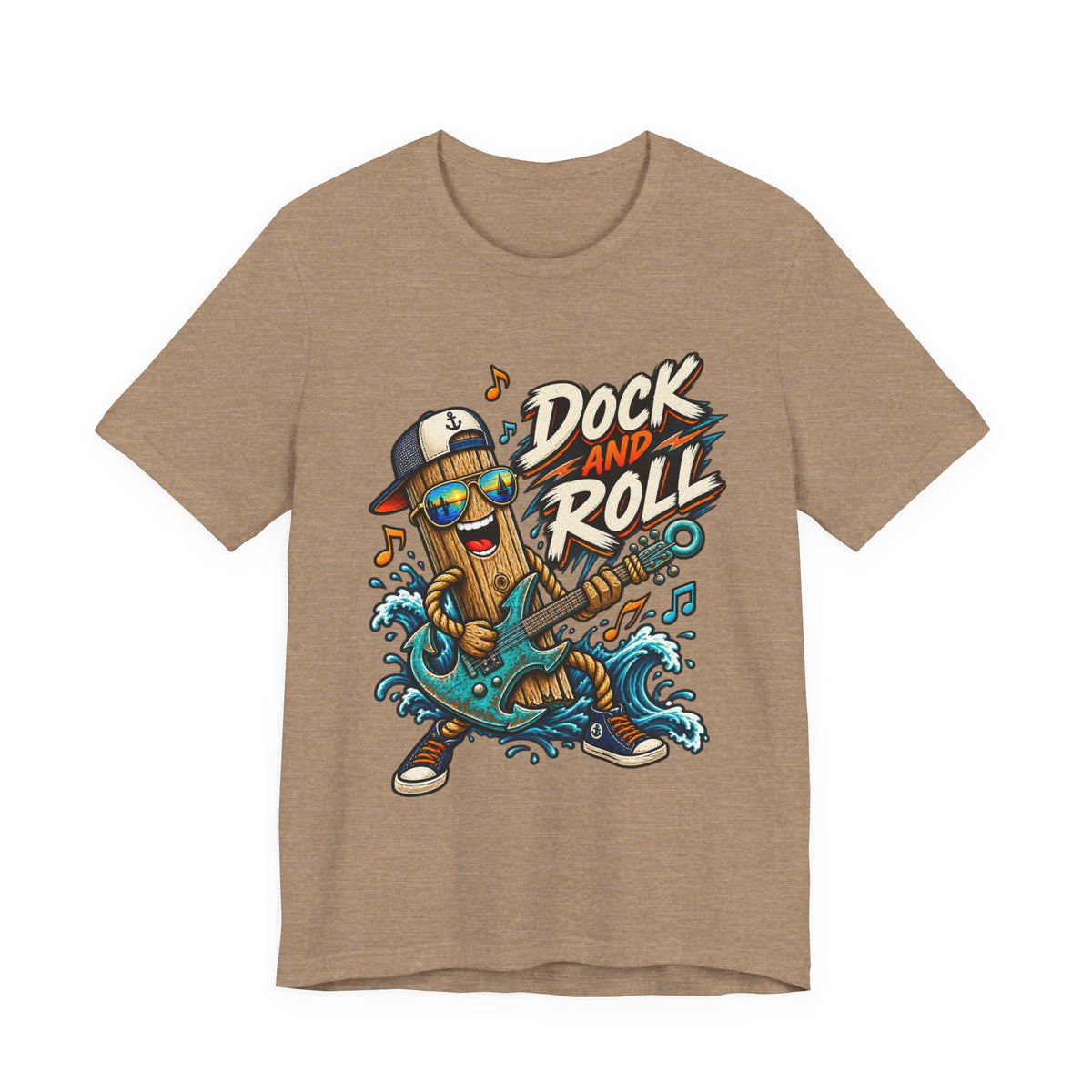Dock and Roll T-Shirt, Funny Nautical Guitar Vintage Lake Life Tee
