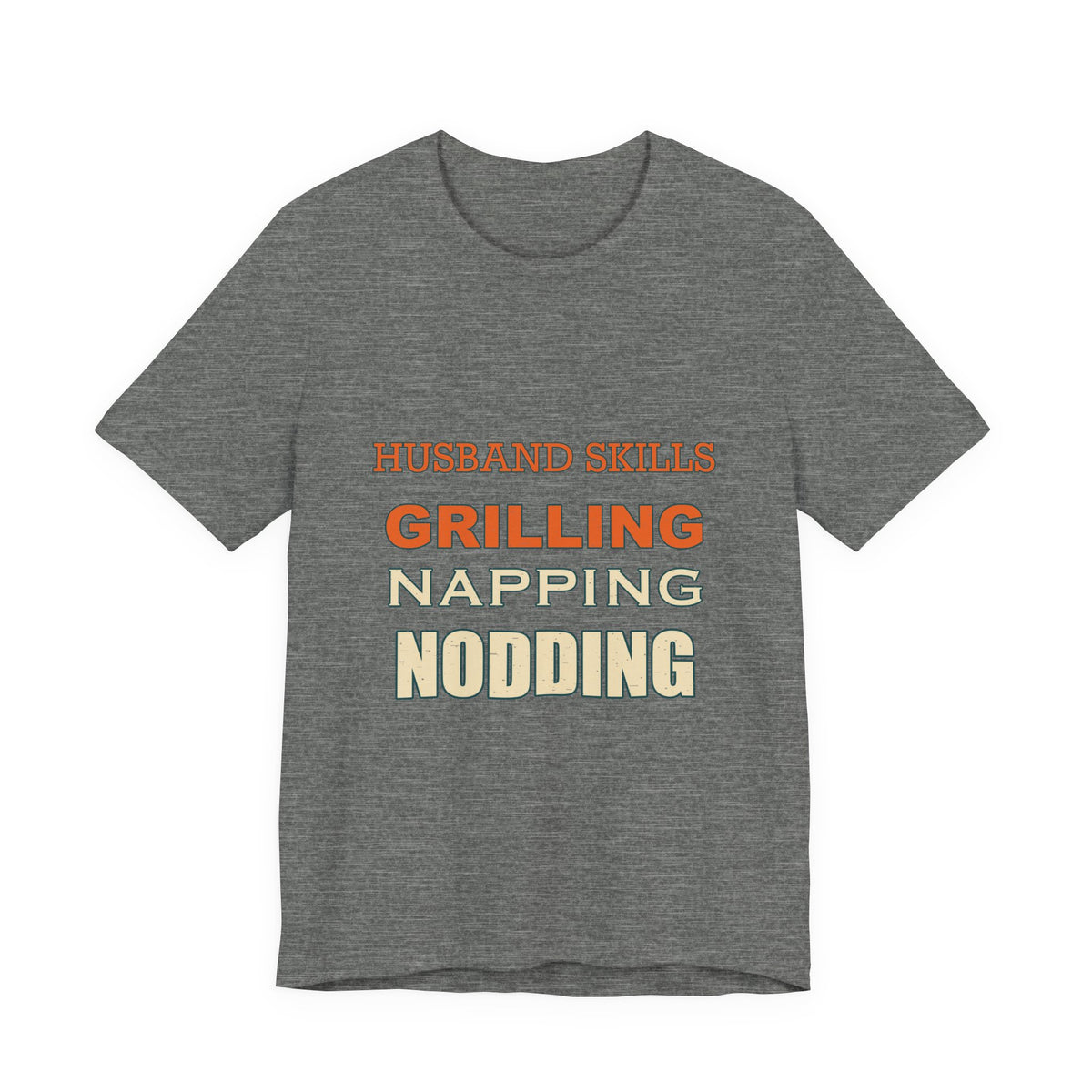 Husband Skills T-Shirt — Grilling, Napping & Nodding Vintage Humor Tee