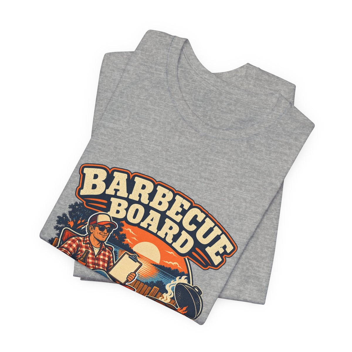 Barbecue Board Meeting at Sunset T-Shirt — Vintage Grilling & Backyard BBQ Humor