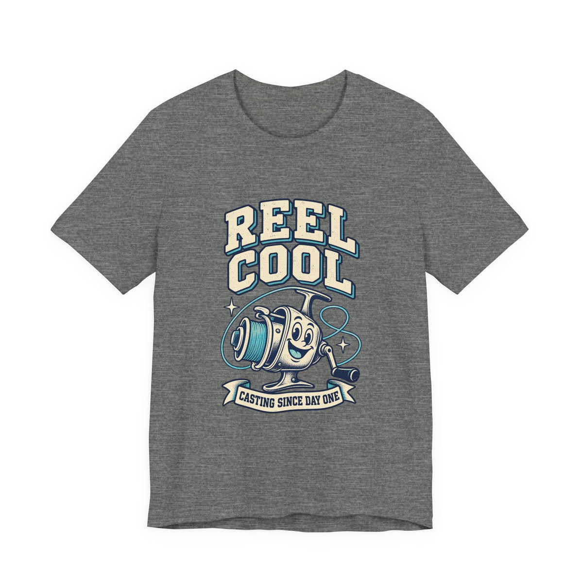 Reel Cool Fishing T-Shirt — Vintage Baitcaster Design with “Casting Since Day One”