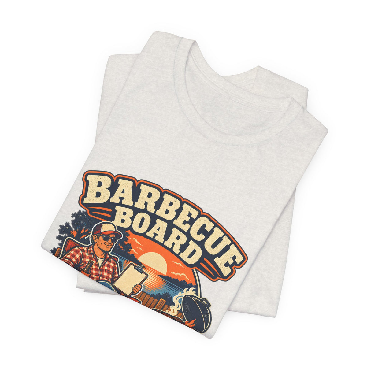 Barbecue Board Meeting at Sunset T-Shirt — Vintage Grilling & Backyard BBQ Humor