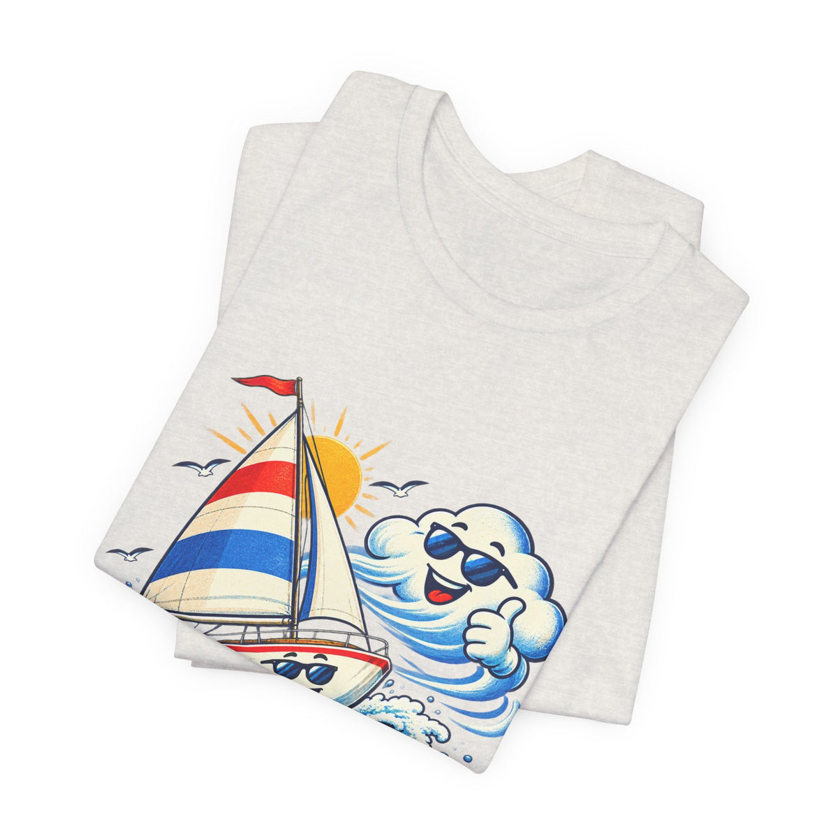 Sail Yeah! Vintage Sailboat T-Shirt with Cool Wave Cartoon
