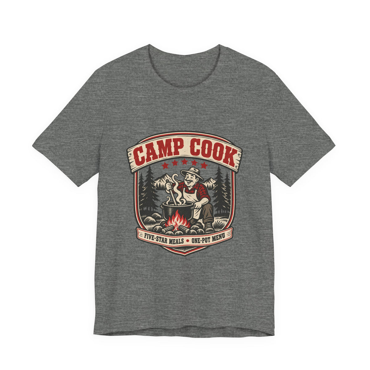 Camp Cook T-Shirt — Five-Star Meals One-Pot Menu Vintage Camping Tee