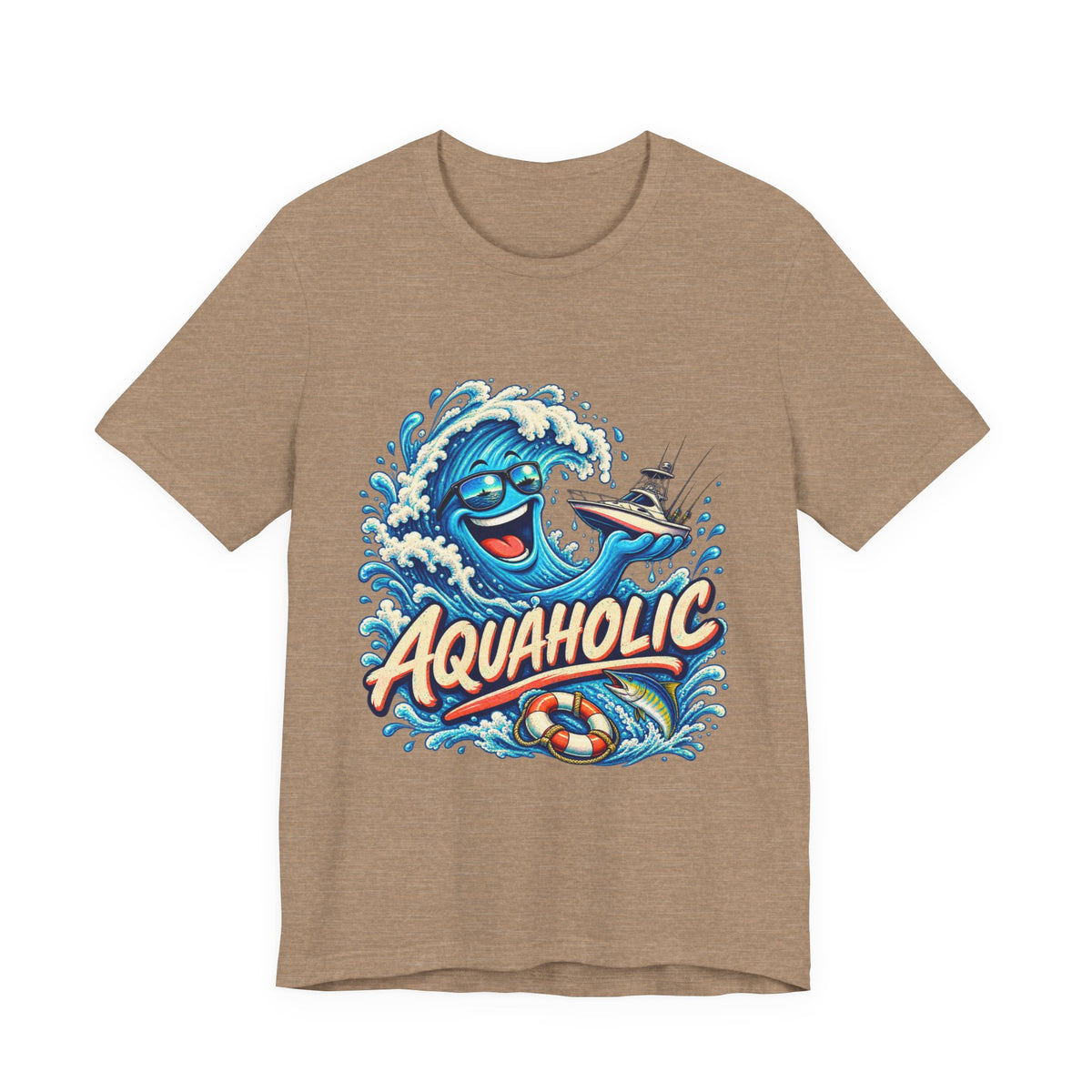 Aquaholic T-Shirt, Vintage Ocean Wave Humor Tee for Boating and Fishing Fans