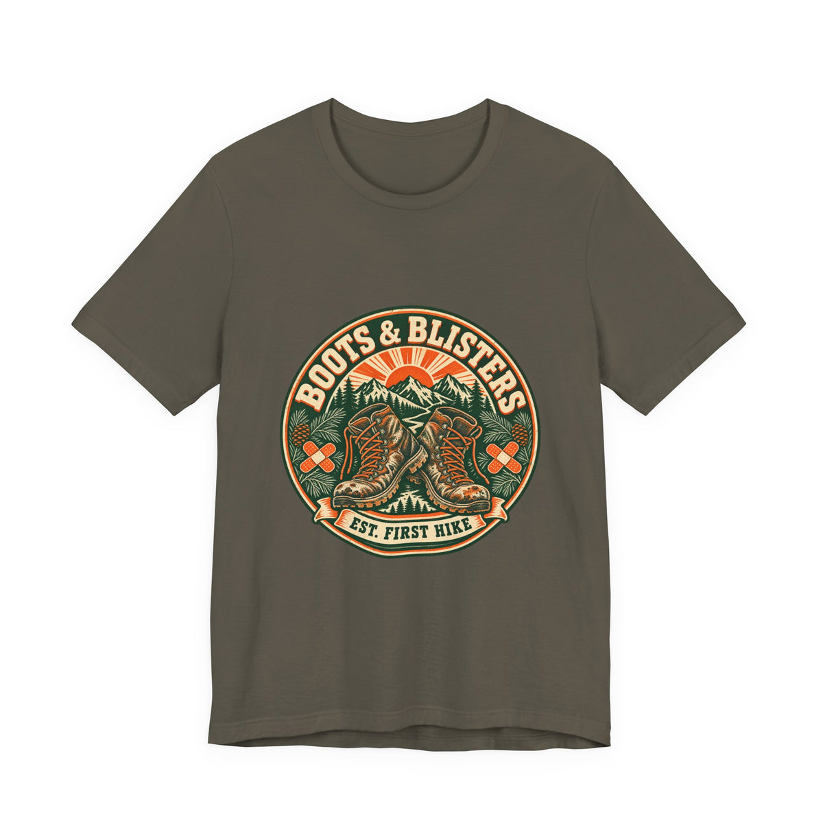 Boots & Blisters T-Shirt — Vintage Hiking Boots Mountain Trail Tee