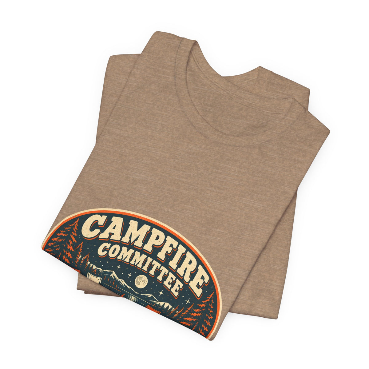Campfire Committee T-Shirt — Meeting After Sunset Vintage Camping Badge Tee