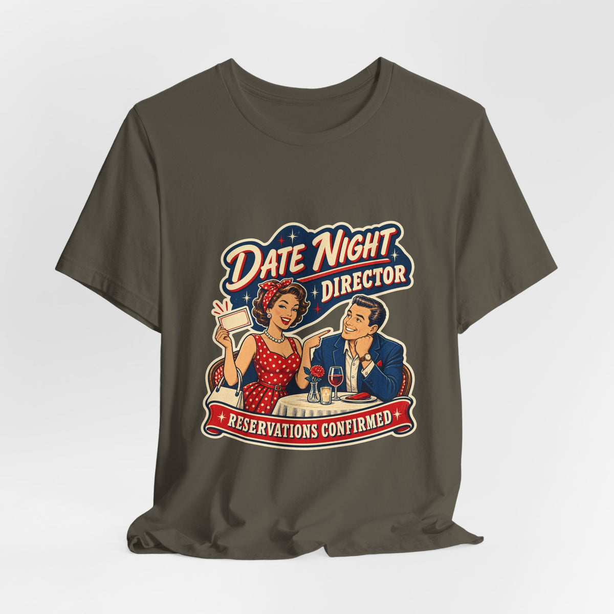 Date Night Director T-Shirt — Reservations Confirmed Retro Couple Dinner Date Tee