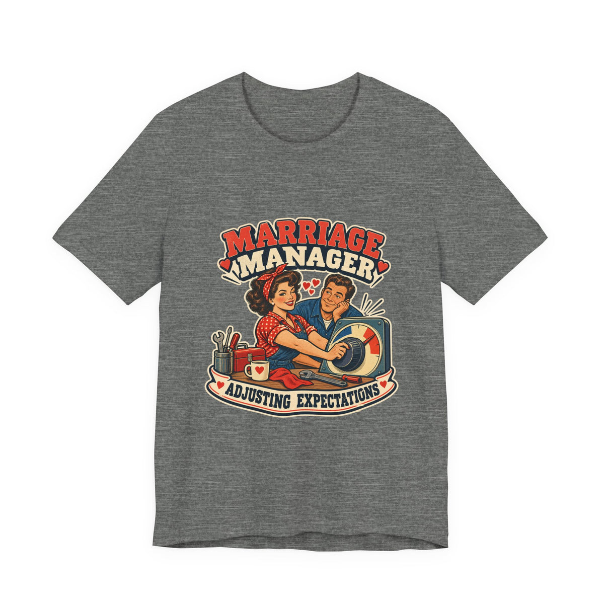 Marriage Manager Vintage Couple T-Shirt — Adjusting Expectations Retro Relationship Humor