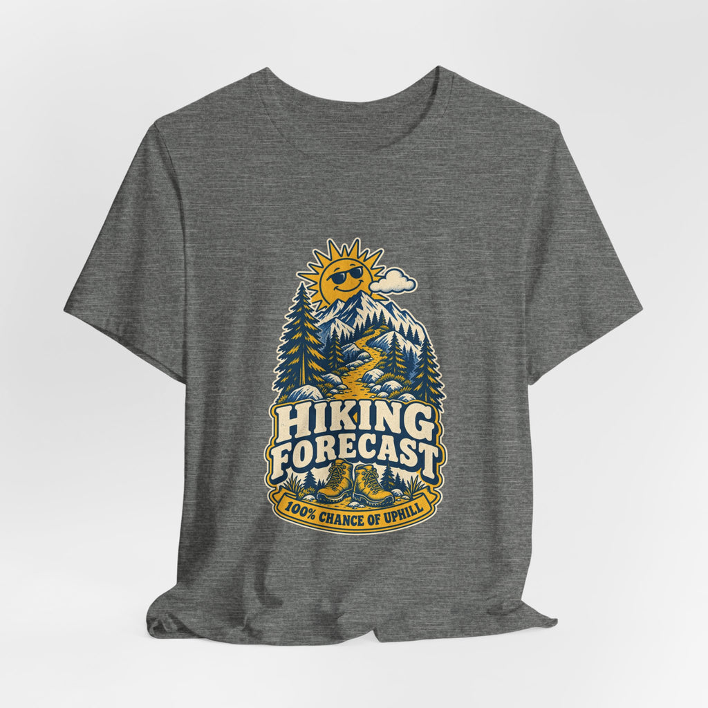 Hiking Forecast T-Shirt — 100% Chance of Uphill Vintage Mountain Tee