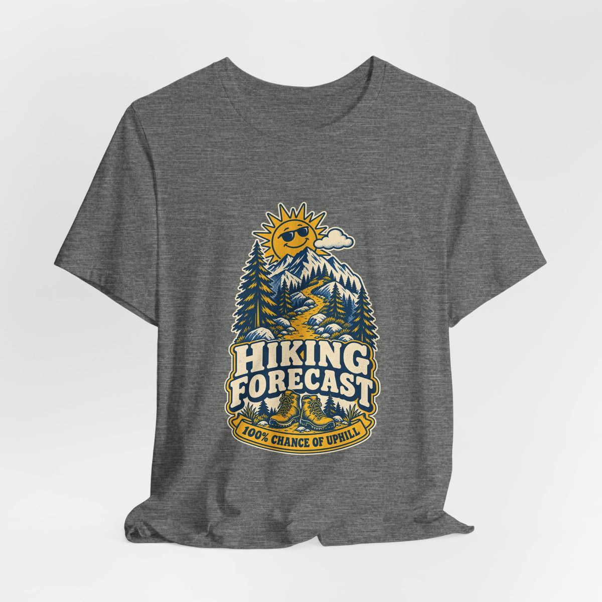 Hiking Forecast T-Shirt — 100% Chance of Uphill Vintage Mountain Tee