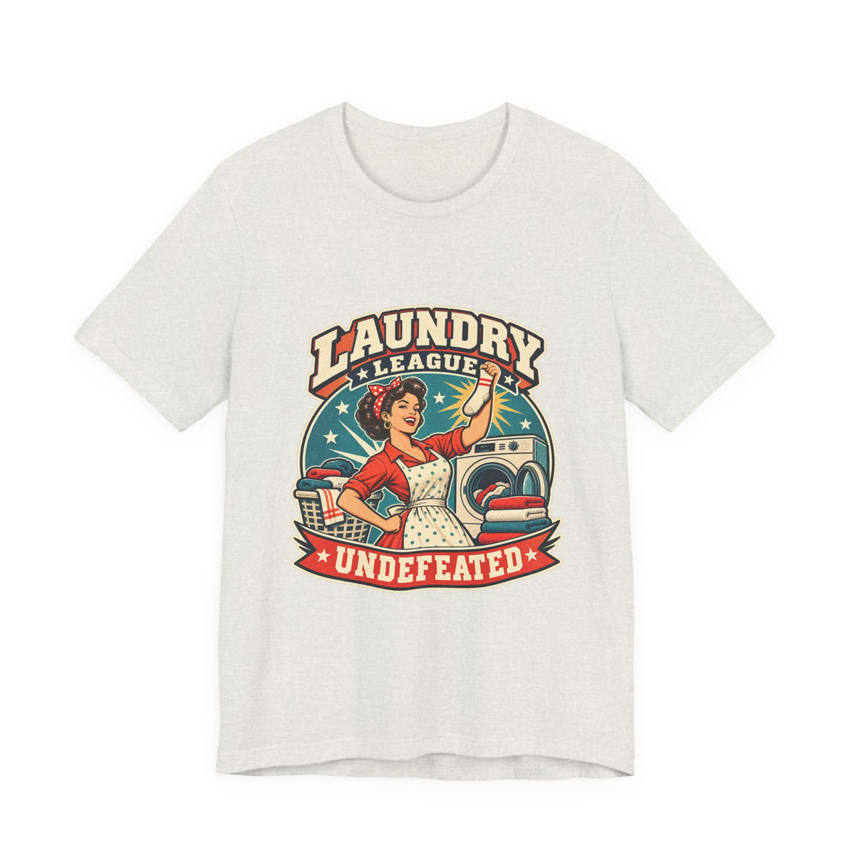 Laundry League Undefeated T-Shirt, Vintage Retro Laundry Room Humor Tee