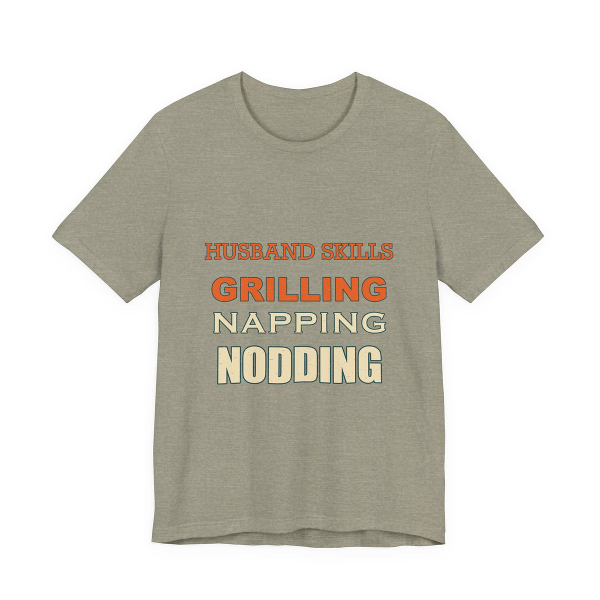 Husband Skills T-Shirt — Grilling, Napping & Nodding Vintage Humor Tee