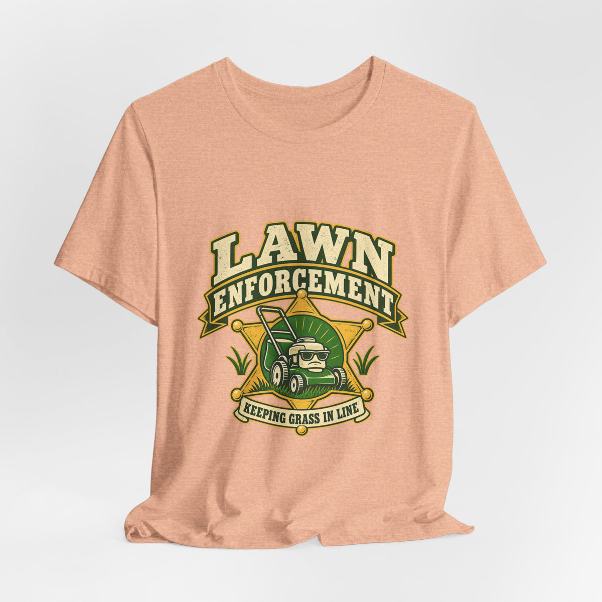 Lawn Enforcement Mower T-Shirt — Keeping Grass in Line Vintage Lawn Care Tee