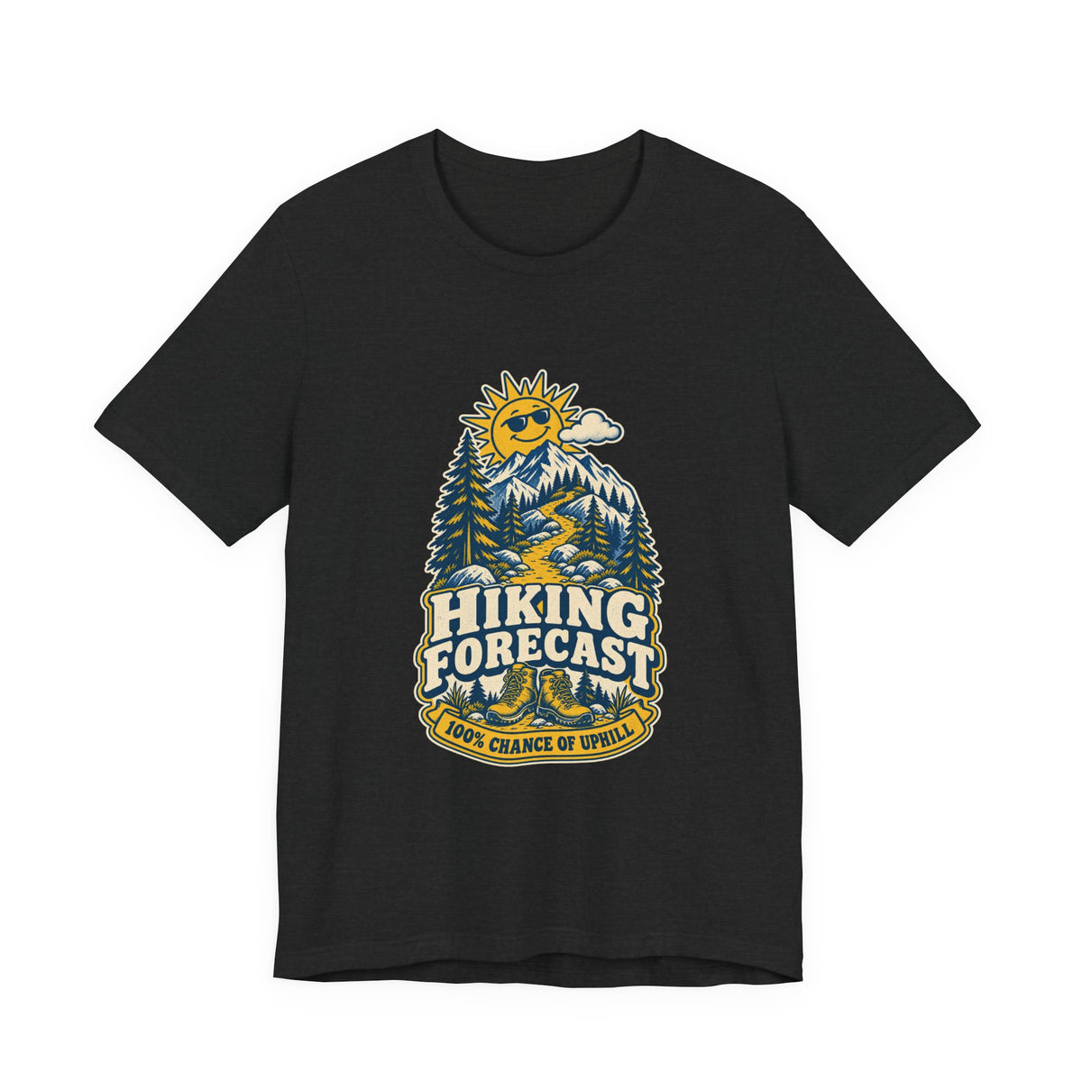 Hiking Forecast T-Shirt — 100% Chance of Uphill Vintage Mountain Tee