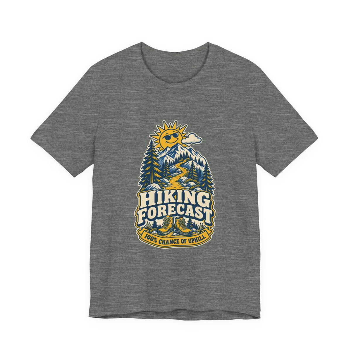 Hiking Forecast T-Shirt — 100% Chance of Uphill Vintage Mountain Tee